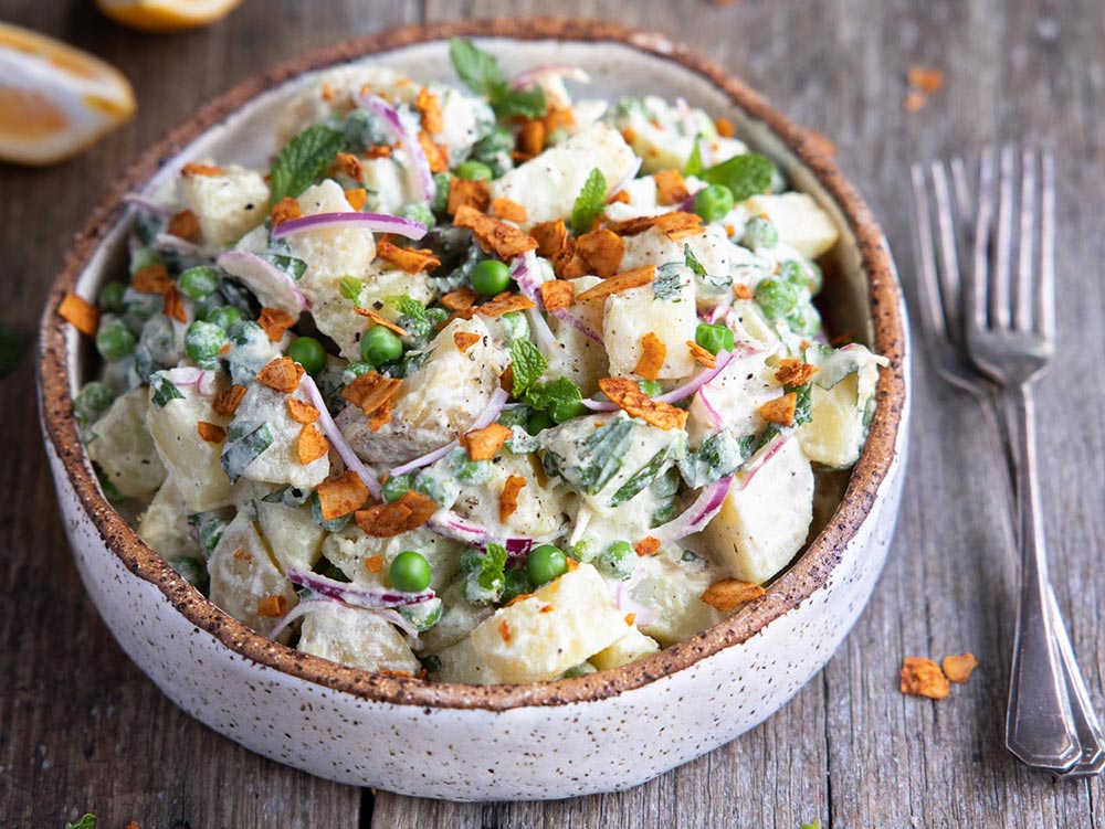 Creamy Potato Salad with Peas & Mint