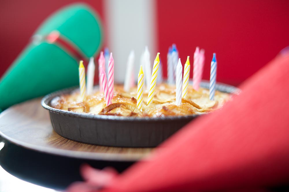 Potato birthday cake with candles
