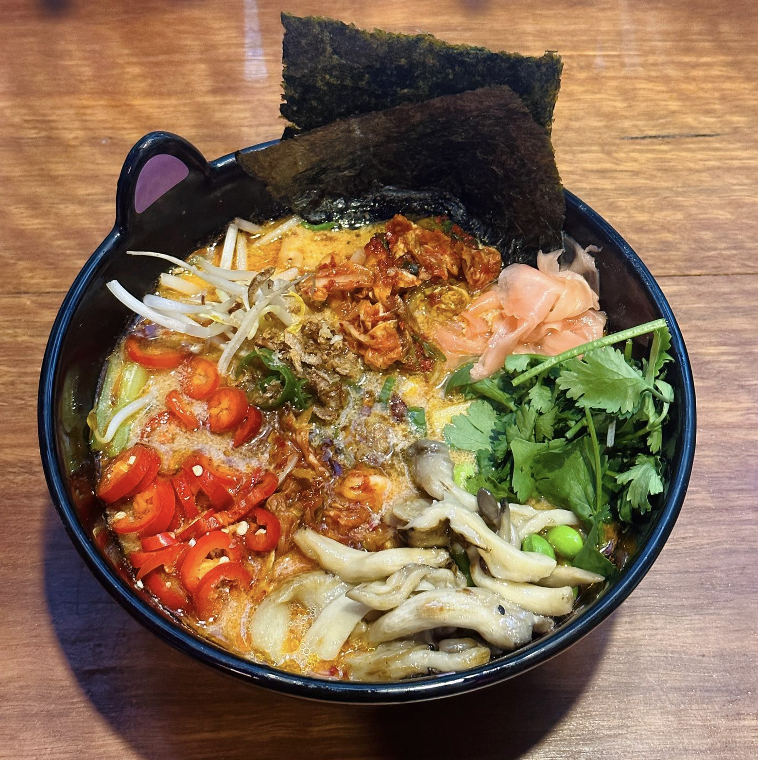 Vegan restaurants in Brisbane: A bowl of plant-based ramen from Neon Ramen