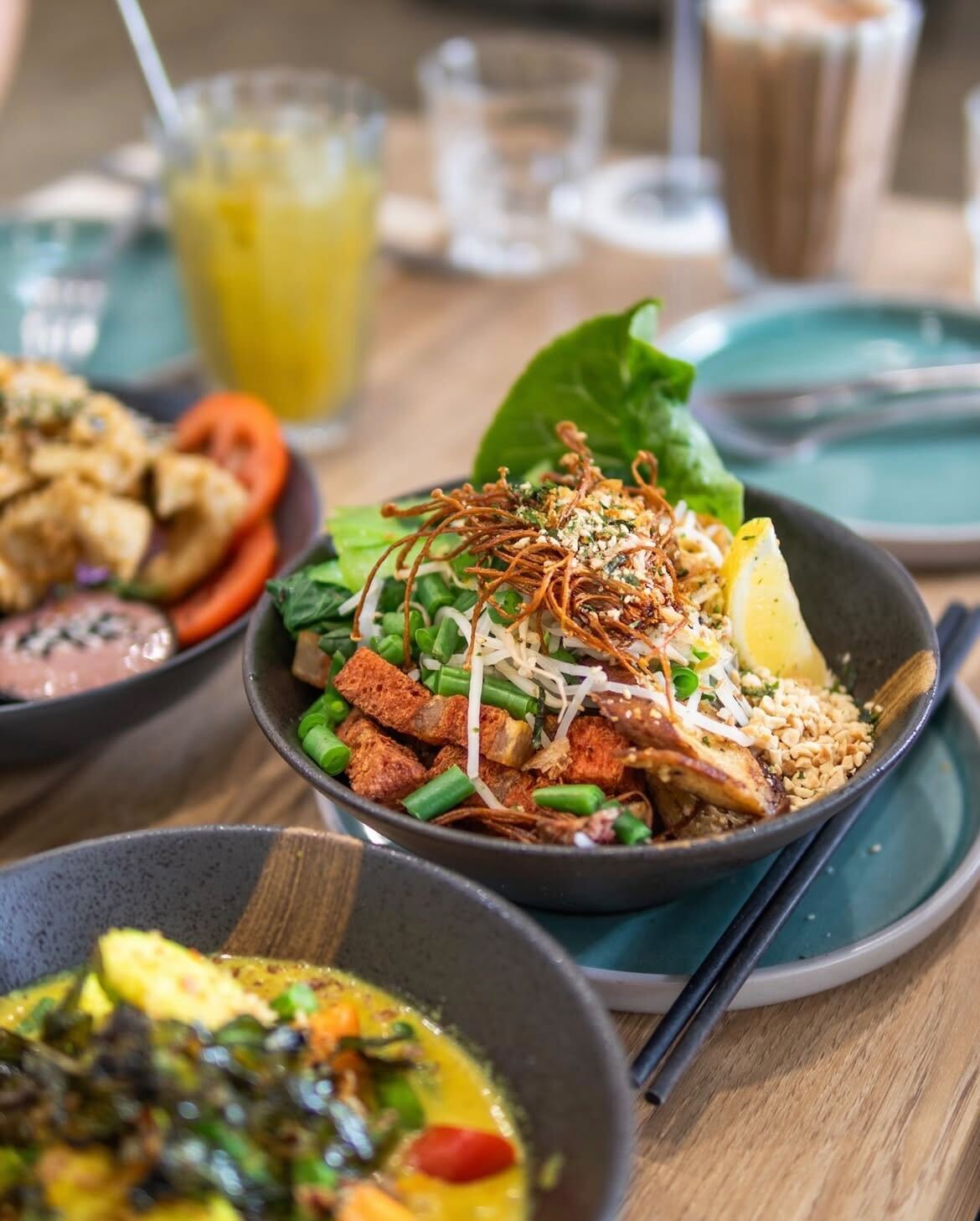 Vegan restaurants in Brisbane: A spread of delicious and vibrant vegan food from VegaCafe