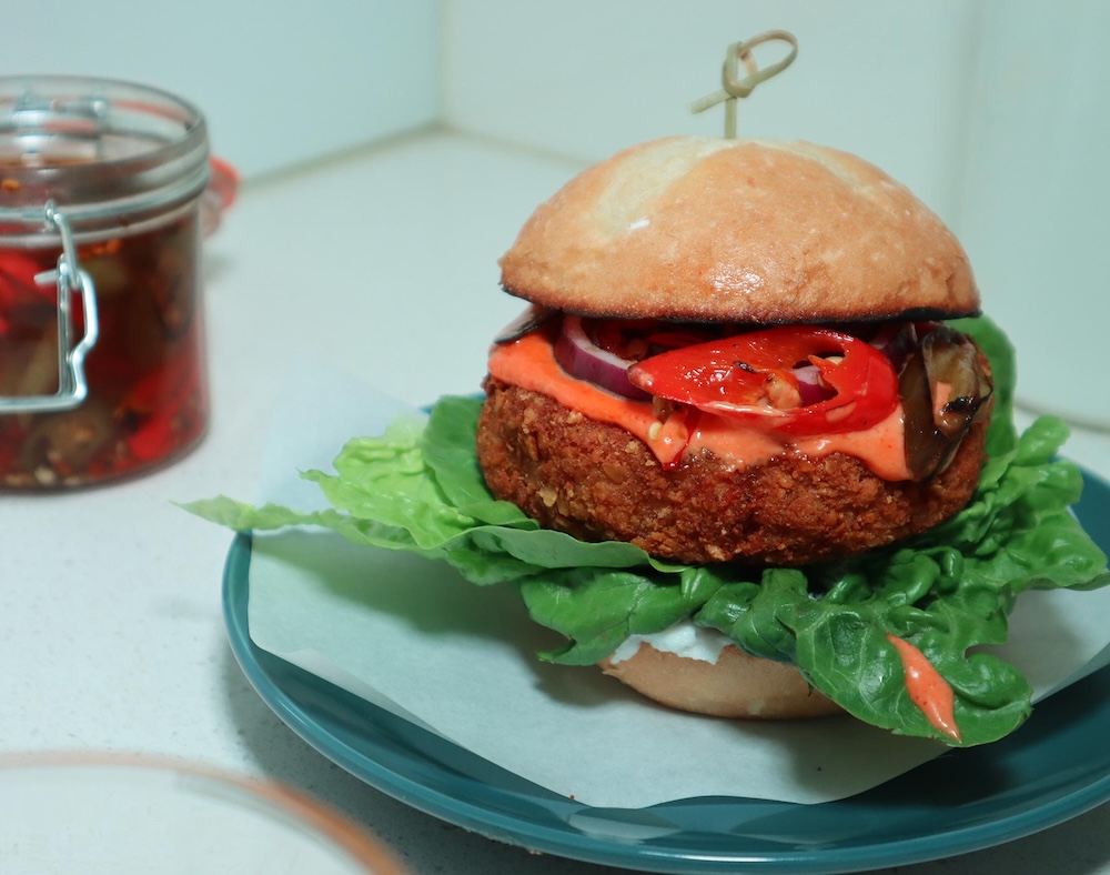 Vegan BBQ Recipe Ideas - Vegan Chicken Stinger Burger