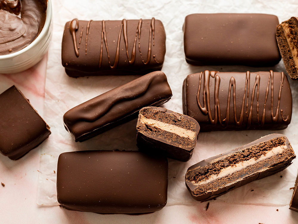 An overhead shot homemade tim tams.