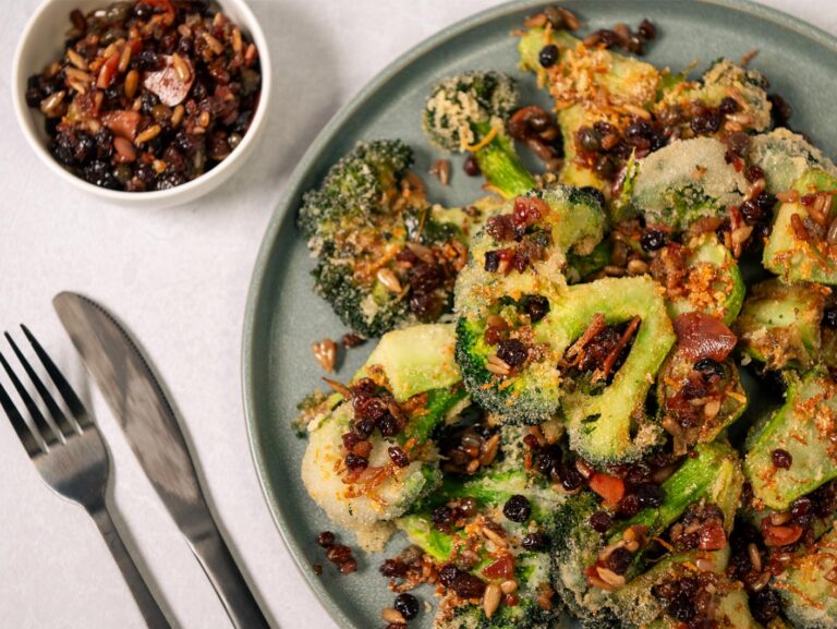 Smashed brocccoli with agrodolce sauce.