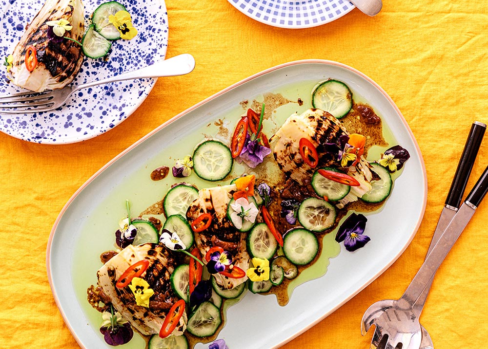 Grilled Fennel with Black Garlic Dressing