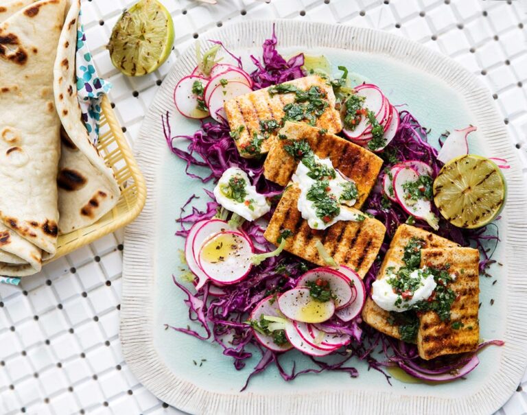 Charred Tofu with Radish Slaw & Chimichurri