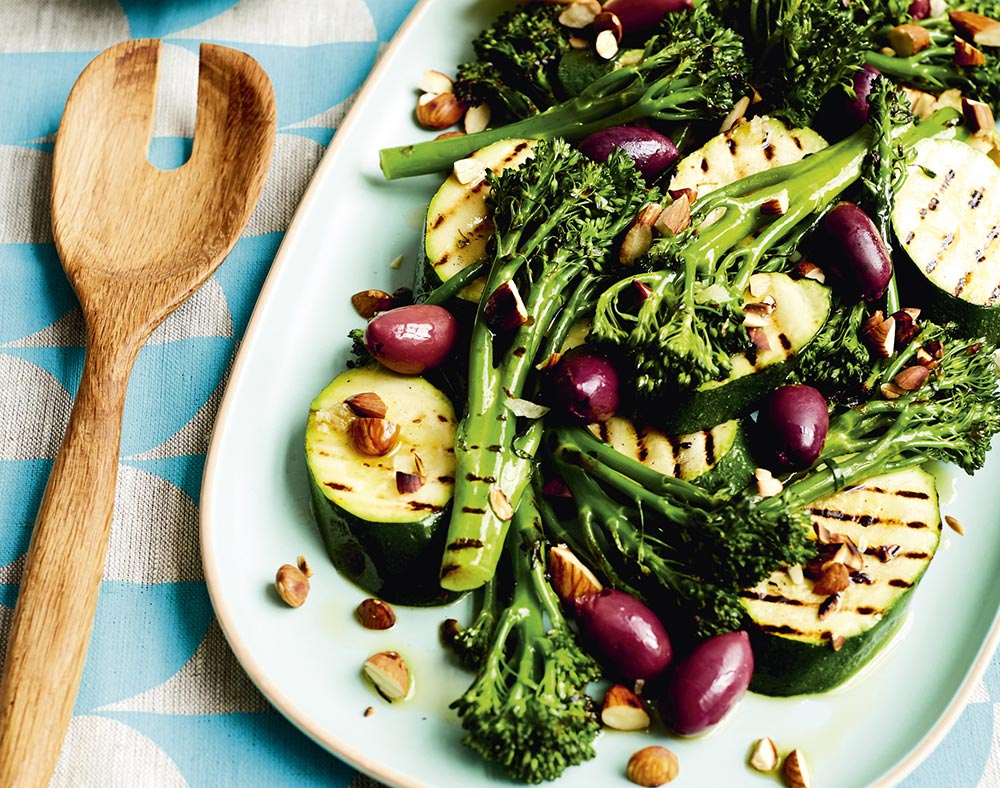 Vegan BBQ ideas: grilled broccoli and zucchini salad