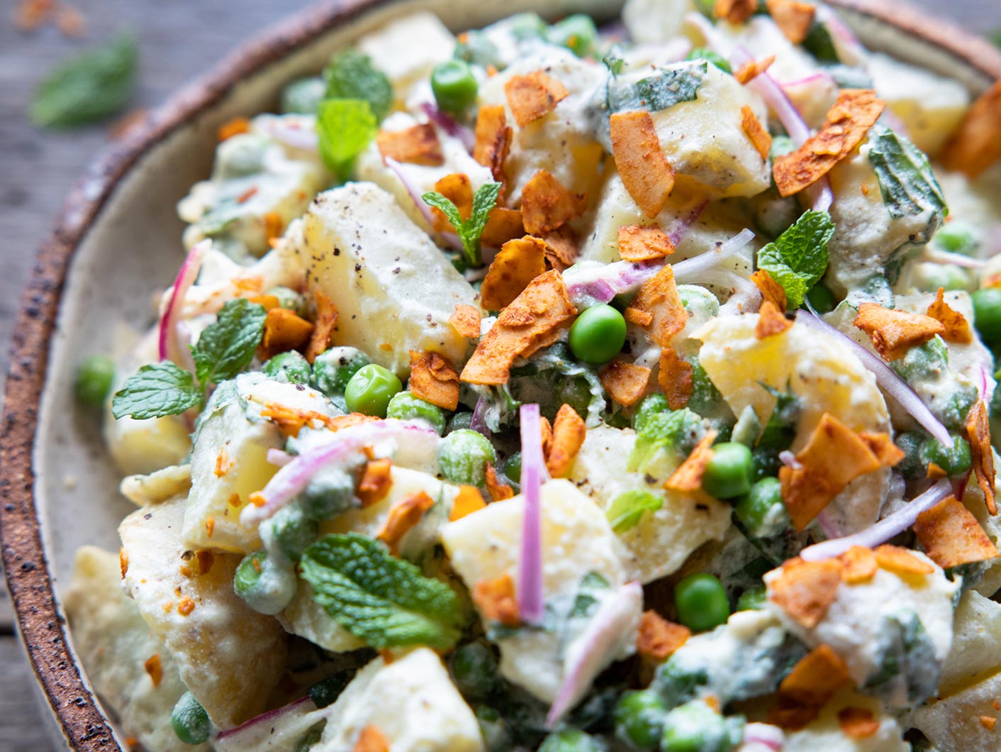 Creamy Potato Salad with Peas & Mint